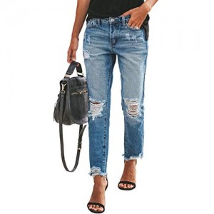 Baggy Ripped Jeans for Teen Girls Women High Waisted Wide Leg Straight Denim Streetwear Fashion Pants