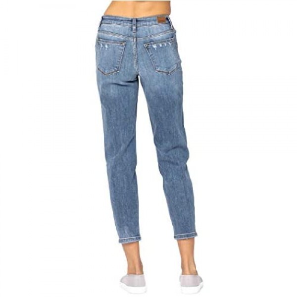 Judy Blue Women's High Rise Distressed Slim Fit Straight Jeans