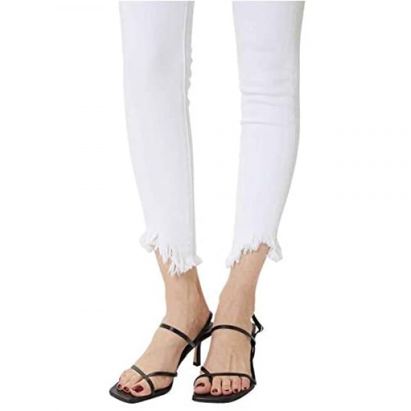Kan Can Women's High Rise Hem Detail Skinny Jeans - KC7267