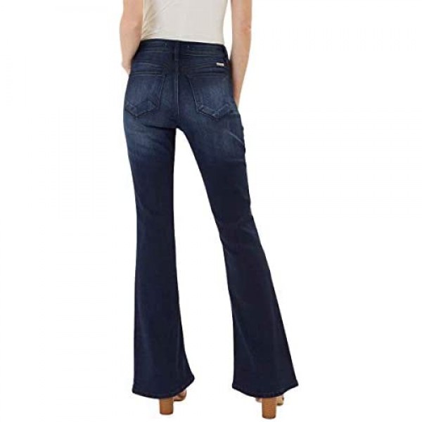 Kan Can Women's Mid Rise Flare Hem Jeans