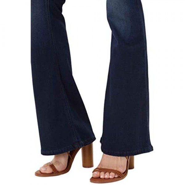 Kan Can Women's Mid Rise Flare Hem Jeans