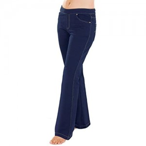 PajamaJeans Original 2014 Flared Bell Bottom Stretch Knit Denim Jeans  Indigo