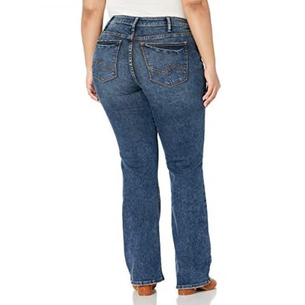 Silver Jeans Co. Women's Plus Size Elyse Curvy Mid Rise Slim Fit Bootcut Jean